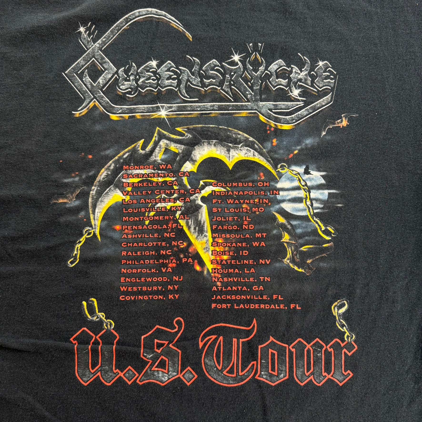 J- Vintage '90 Queensryche 1990 World Tour Graphic Tee - XL