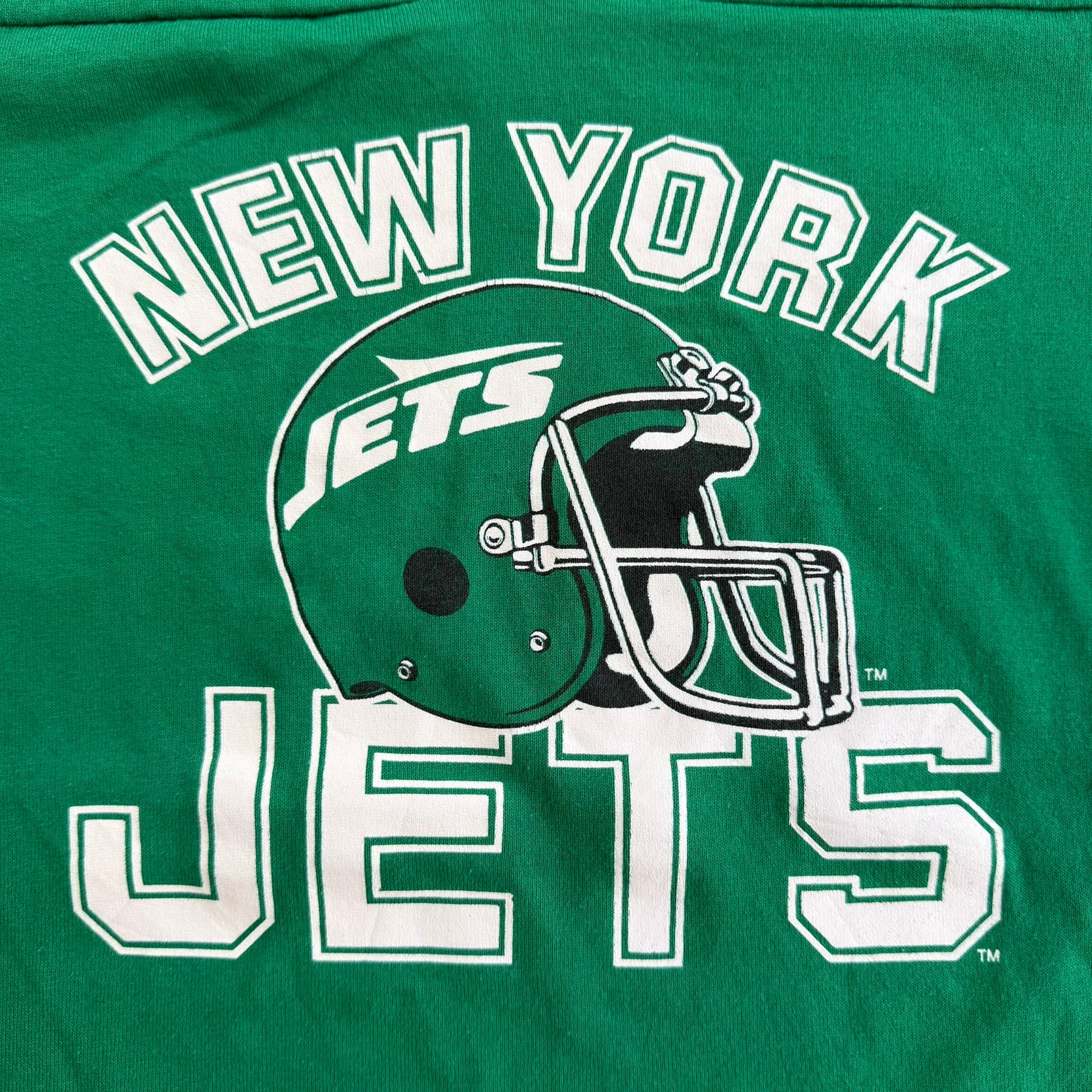 J- Vintage New York Jets NFL Graphic Made In USA Single Stitch Jersey Style Tee - XL (fits M)