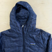 Patagonia Women's Micro Puff Hooded Navy Jacket - Women's M