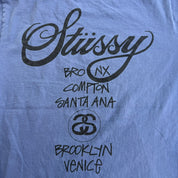 J- Vintage Stussy Script Logo & Cities Graphic Long Sleeve Tee - M