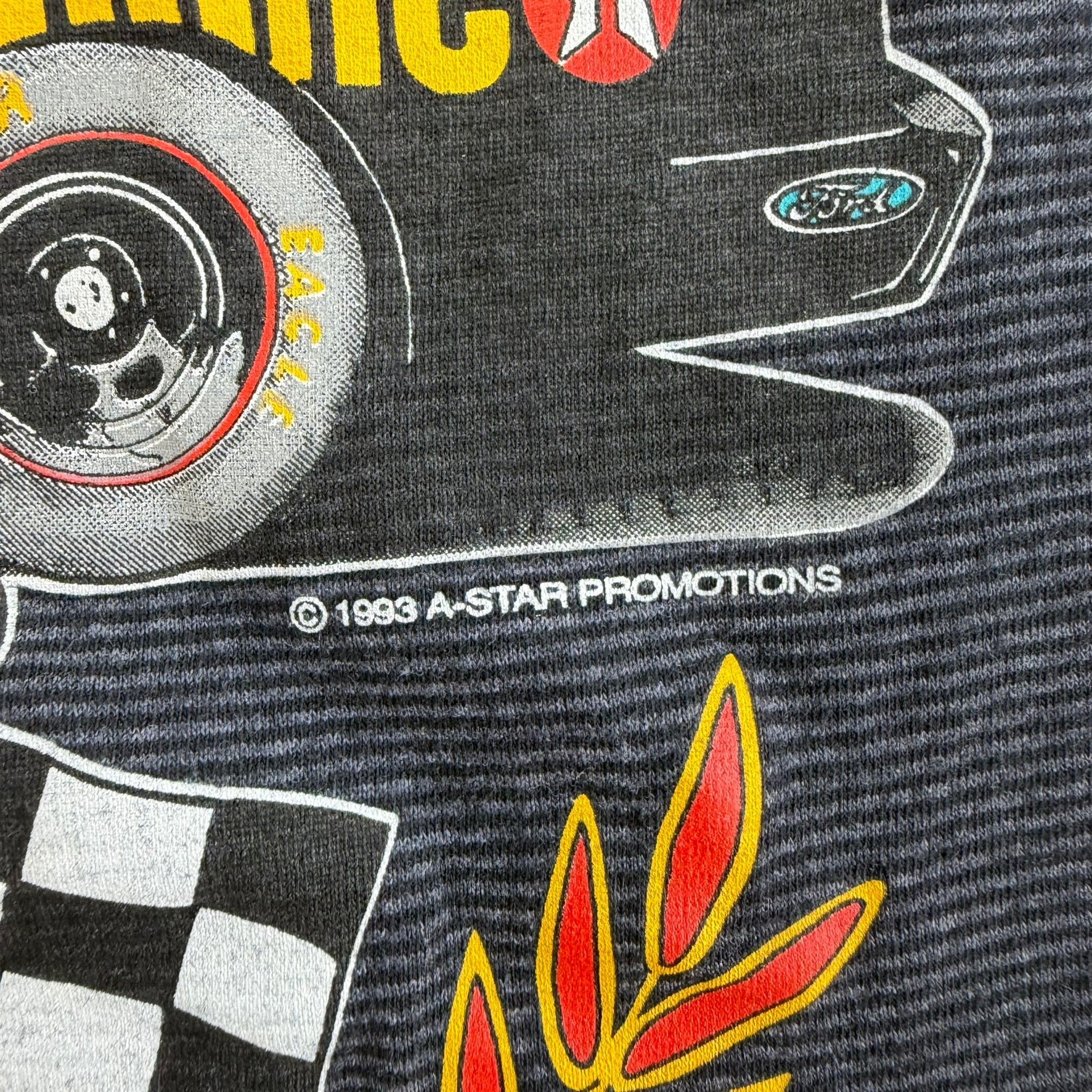 J- Vintage '93 Nascar Davey Allison Havoline Car Graphic Made In USA Single Stitch Tee - XL