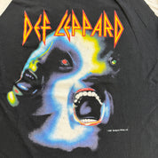 J- Vintage '87 Def Leppard Hysteria Tour Graphic Raglan Single Stitch Tee - L (fits M)