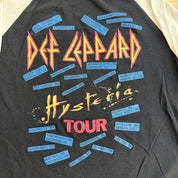 J- Vintage '87 Def Leppard Hysteria Tour Graphic Raglan Single Stitch Tee - L (fits M)