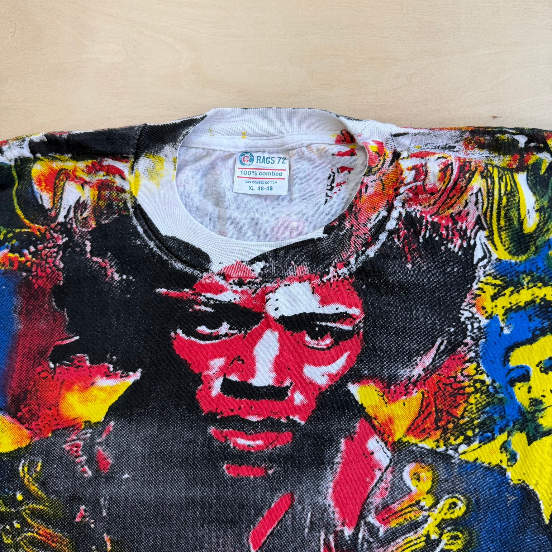 J- Vintage Jimi Hendrix All Over Print Graphic Single Stitch Tee - XL