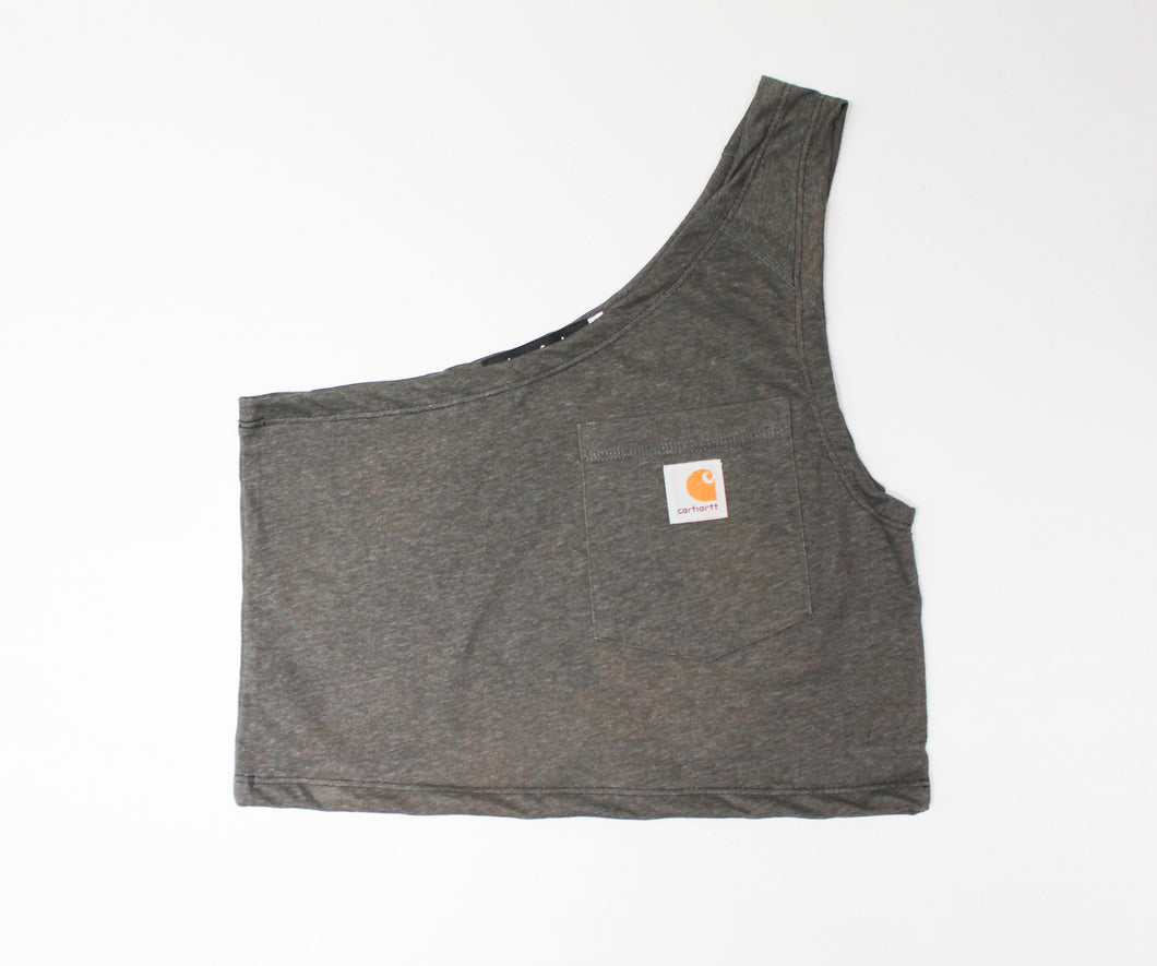 Haus Of Mojo Vintage Reworked Carhartt One Shoulder Cropped Top