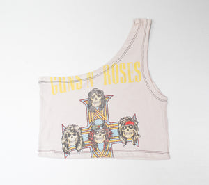 Haus Of Mojo Vintage Reworked Guns And Roses Logo One Shoulder Cropped Top