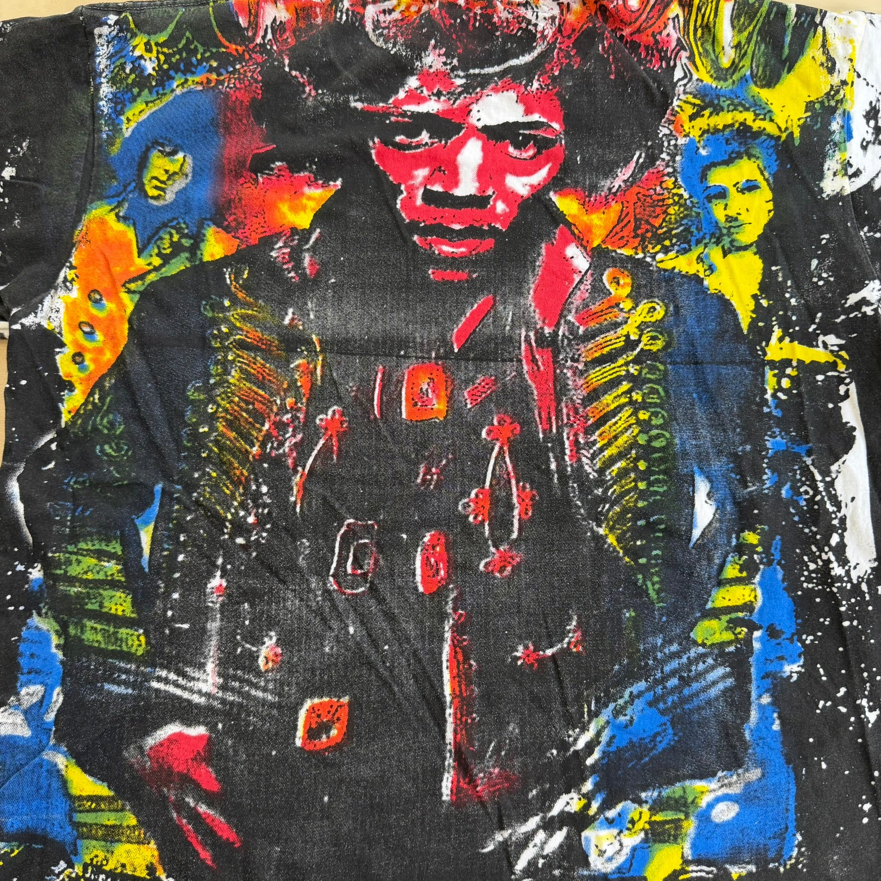 J- Vintage Jimi Hendrix All Over Print Graphic Single Stitch Tee - XL