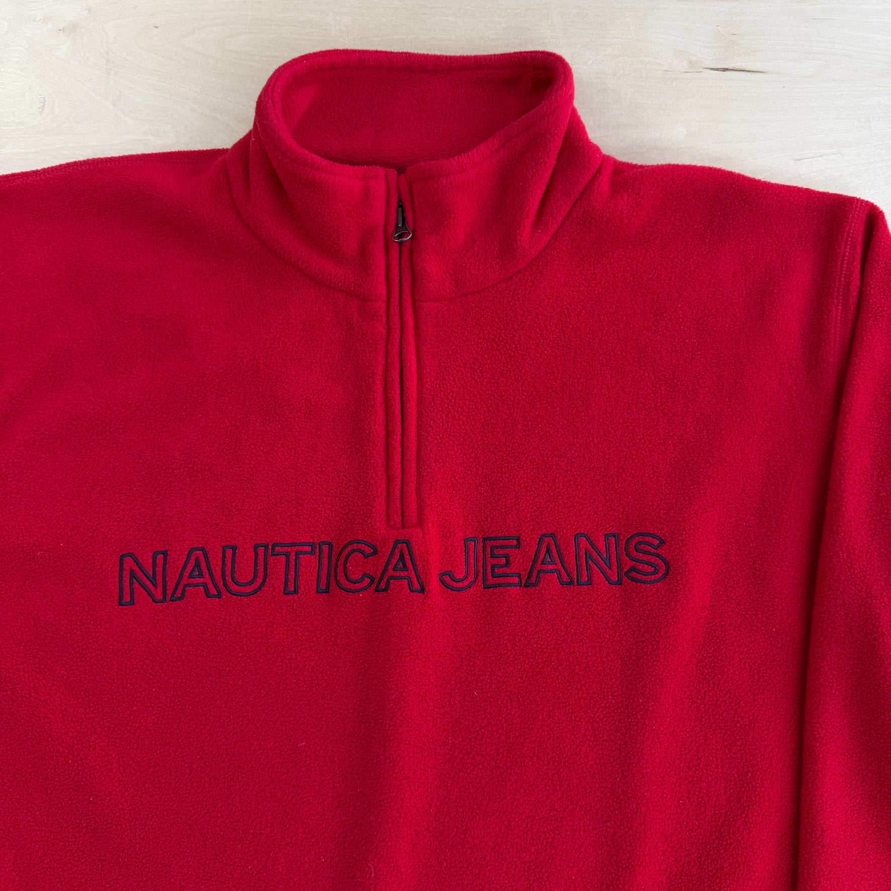 Vintage Nautica Jeans Made In USA Quarter Zip Polar Fleece - L