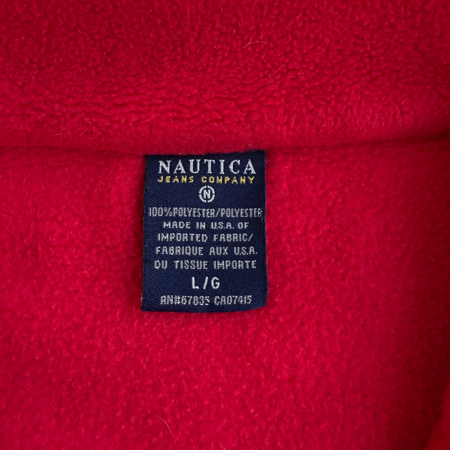 Vintage Nautica Jeans Made In USA Quarter Zip Polar Fleece - L