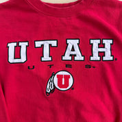 Vintage University Of Utah Utes Embroidered Logo & Text Crewneck - M