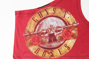 Haus Of Mojo Vintage Reworked Guns And Roses Logo One Shoulder Cropped Top
