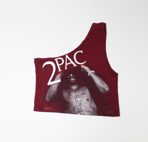 Haus Of Mojo Vintage Reworked Tupac Picture One Shoulder Cropped Top