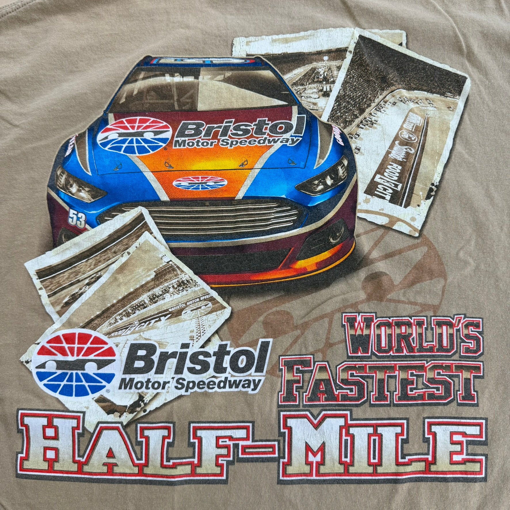 J- Vintage Nascar Bristol Motor Speedway World's Fastest Half Mile Graphic Tee - 2XL