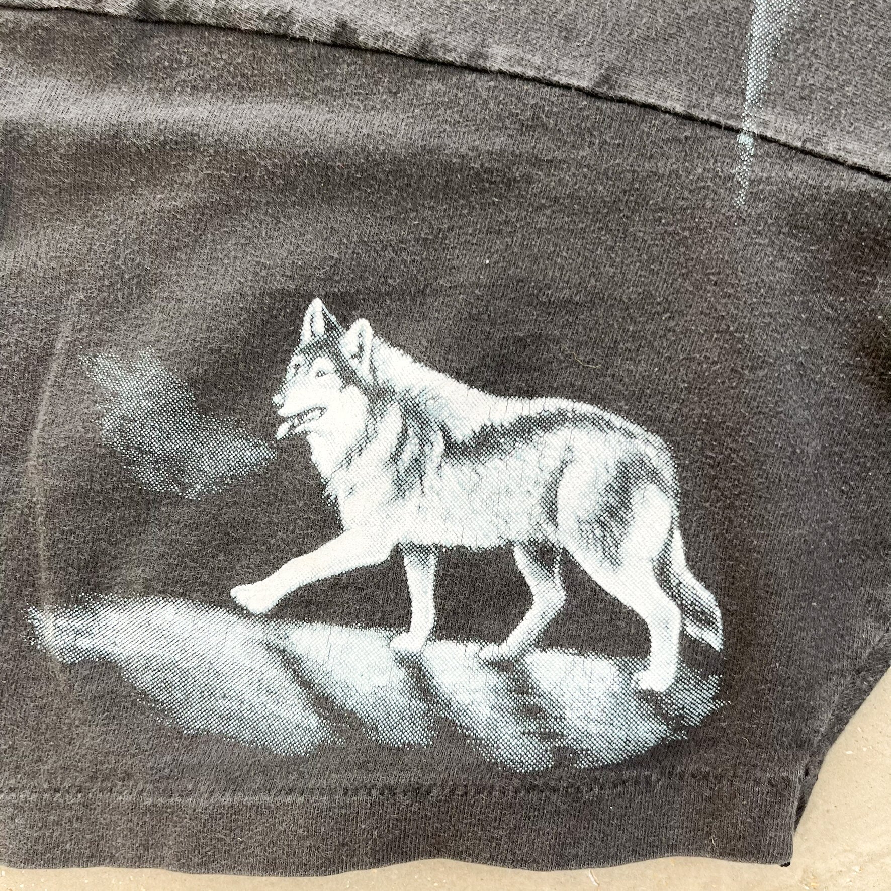 F- Vintage '94 Wolves & Moon All Over Print Single Stitch Hanes Beefy Tee