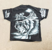 F- Vintage '94 Wolves & Moon All Over Print Single Stitch Hanes Beefy Tee