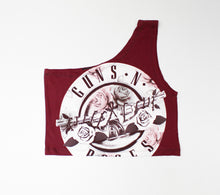 Load image into Gallery viewer, Haus Of Mojo Vintage Reworked Guns And Roses Logo One Shoulder Cropped Top
