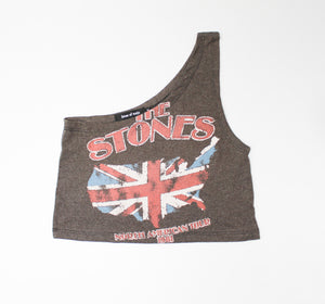 Haus Of Mojo Vintage Reworked Rolling Stones 1981 North American Tour One Shoulder Cropped Top
