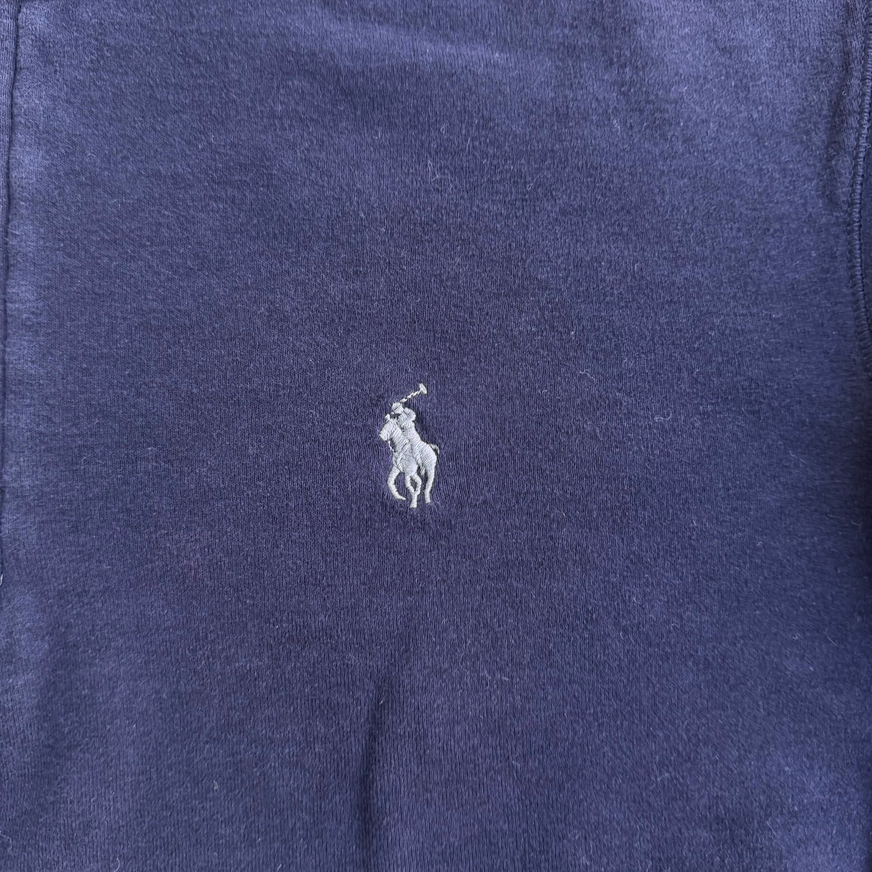 Polo RL Navy Embroidered Logo Quarter Zip Crewneck - M