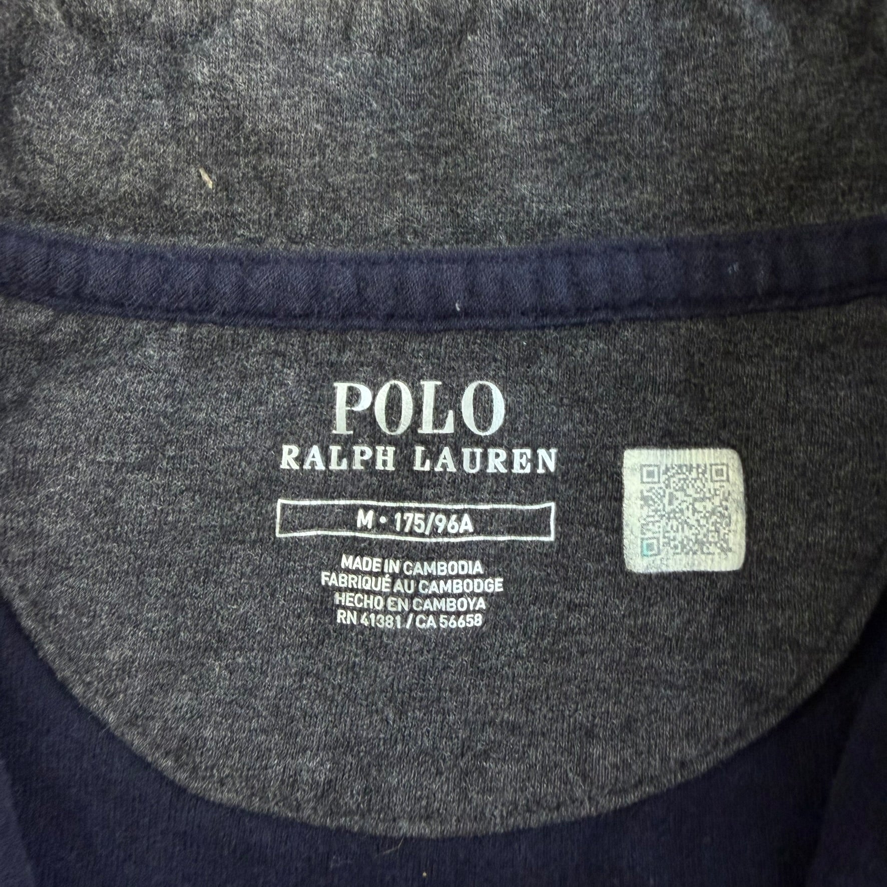 Polo RL Navy Embroidered Logo Quarter Zip Crewneck - M