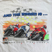 J- Vintage '91 Laguna Raceway Grand Prix Yamaha Motorcycle International Graphic Single Stitch Tee - L
