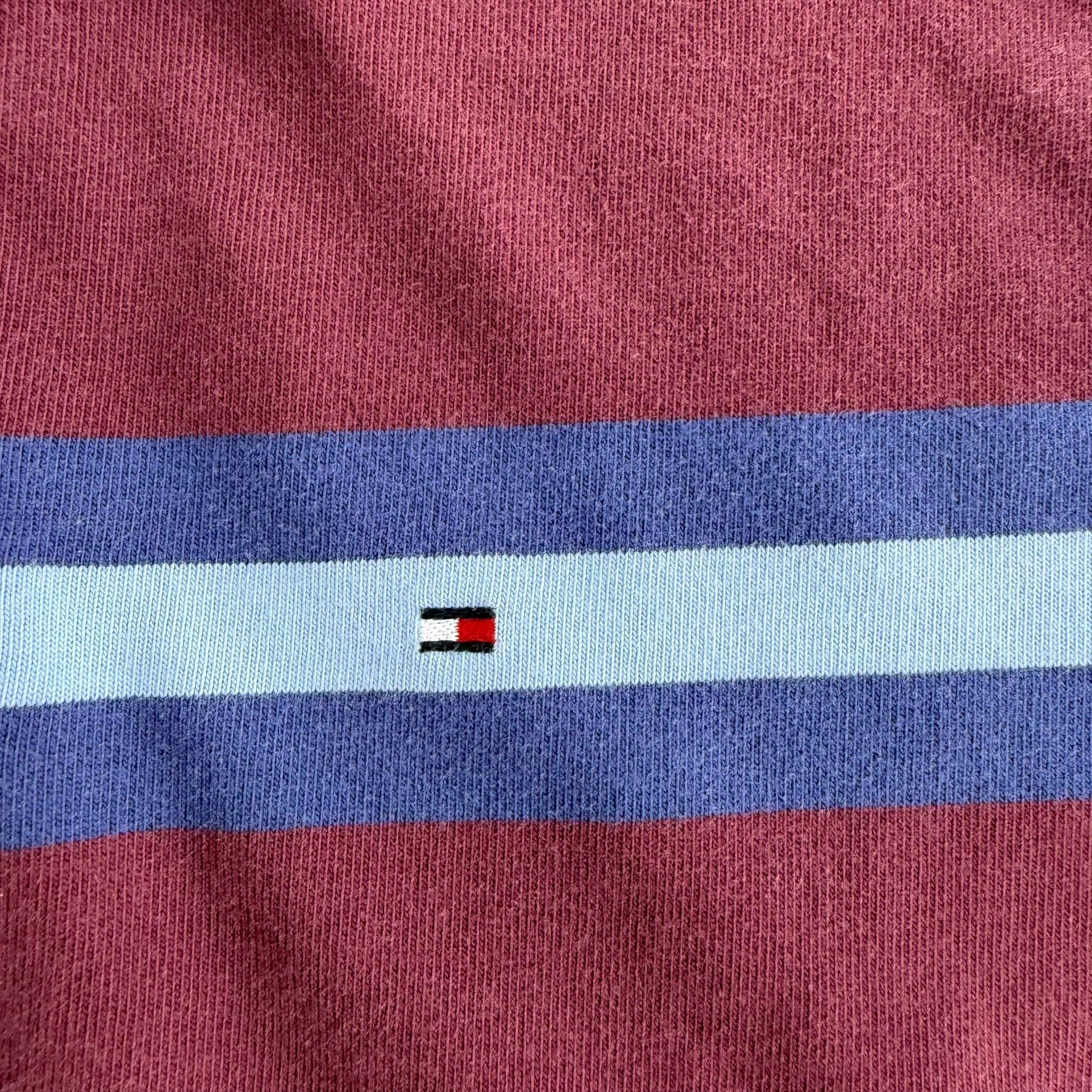 J- Vintage Tommy Hilfiger Embroidered Logo Long Sleeve Rugby Shirt - XL