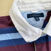 J- Vintage Tommy Hilfiger Embroidered Logo Long Sleeve Rugby Shirt - XL