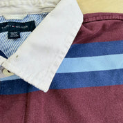 J- Vintage Tommy Hilfiger Embroidered Logo Long Sleeve Rugby Shirt - XL