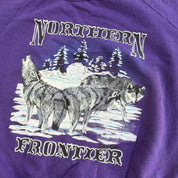 Vintage Canada Northern Frontier Wolves Graphic Made In Canada Crewneck - L