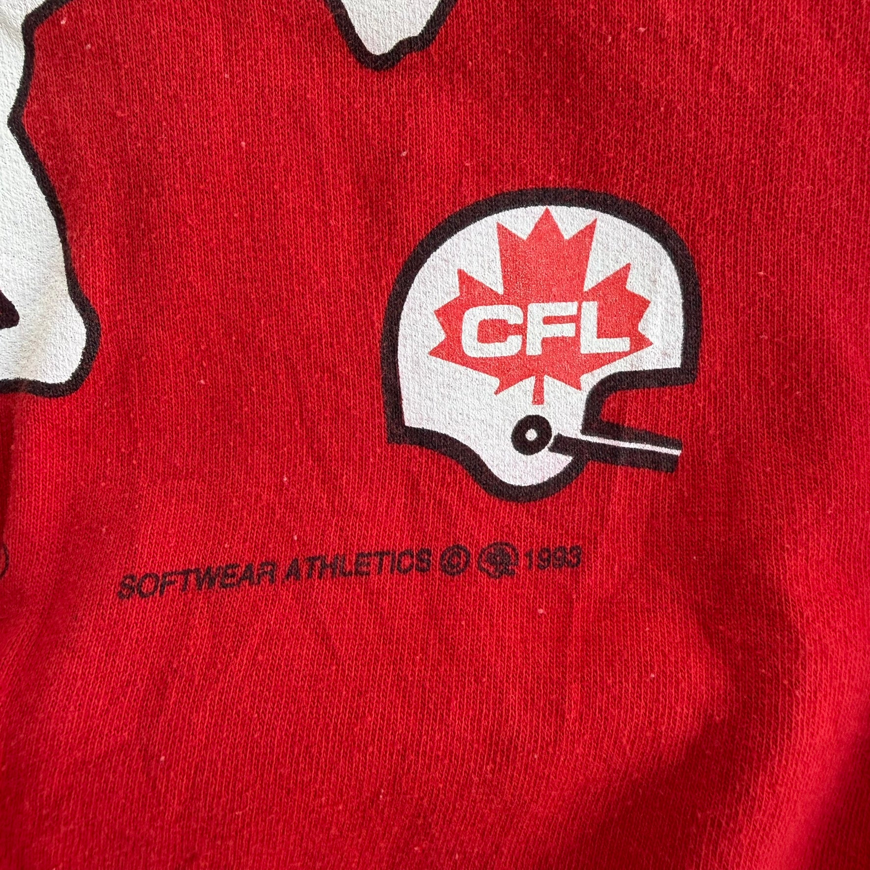 Vintage '93 Calgary Stampeders Doug Flutie CFL Text & Logo Made In Canada Crewneck - XL