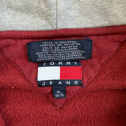 J- Vintage Tommy Hilfiger Denim Embroidered Text Zip Up Hoodie - XL