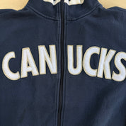 Vintage Vancouver Canucks NHL Embroidered Text Zip Up Sweatshirt Track Jacket - XL