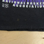 J- Vintage Charlotte Hornets NBA Logo & Text Made In USA Cropped Crewneck - L