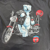 J- Vintage '97 Coca Cola Polar Bear Motorcycle Graphic Tee - L