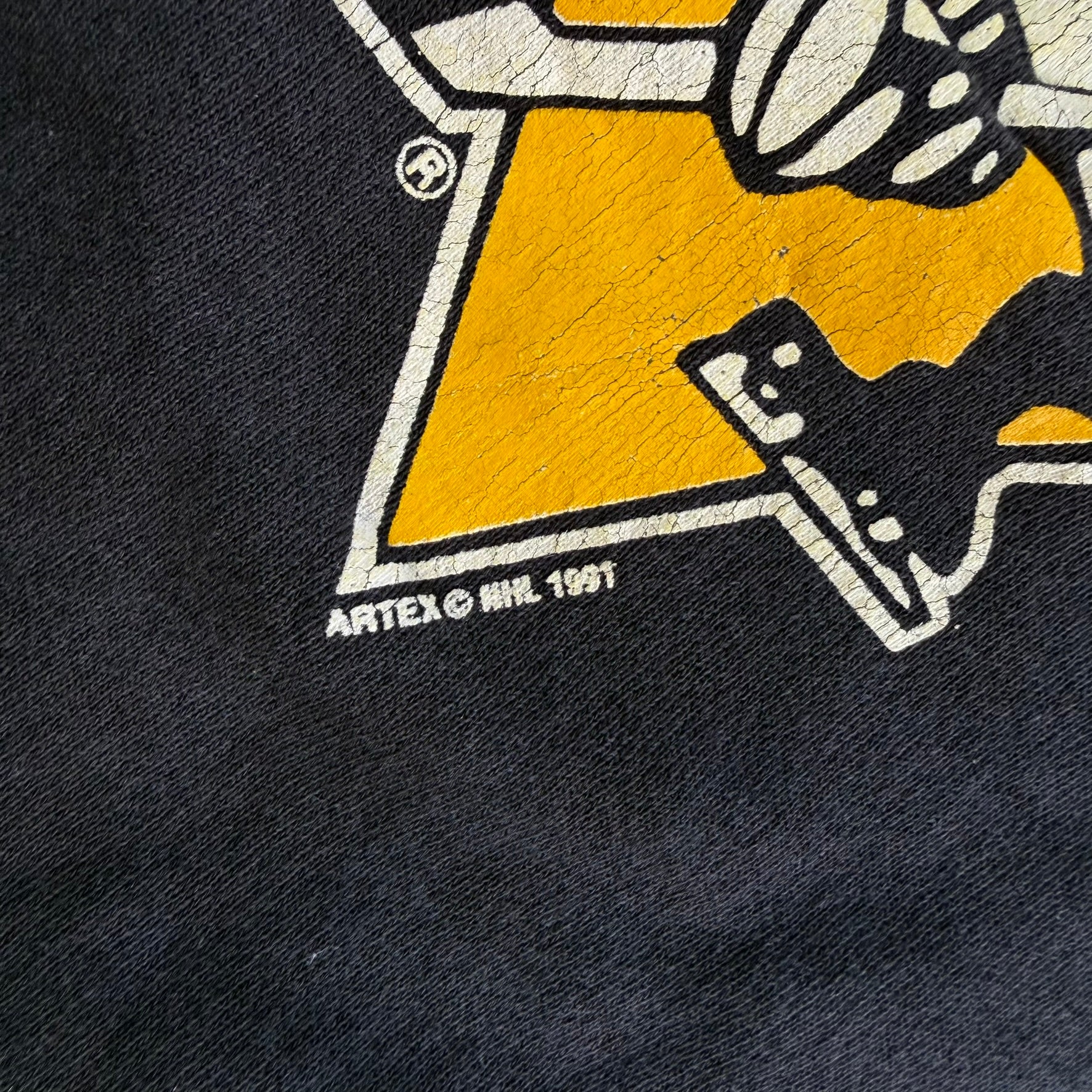 Vintage '91 Pittsburgh Penguins NHL Text & Logo Made In USA Crewneck - XL