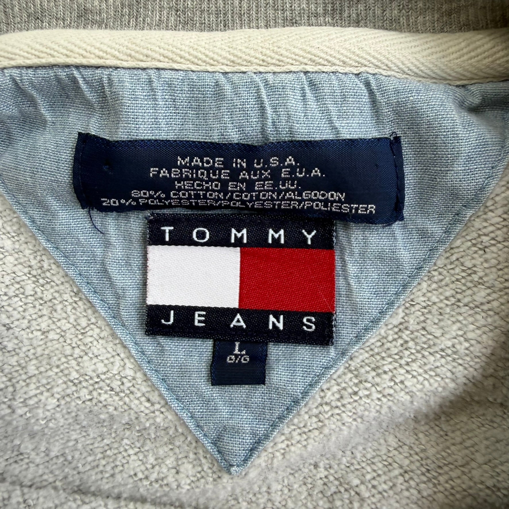 J- Vintage Tommy Hilfiger Denim Graphic Made In USA Crewneck - L