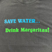 J- Vintage Save Water Drink Margaritas Text & Graphic Made In USA Single Stitch Tee - XL