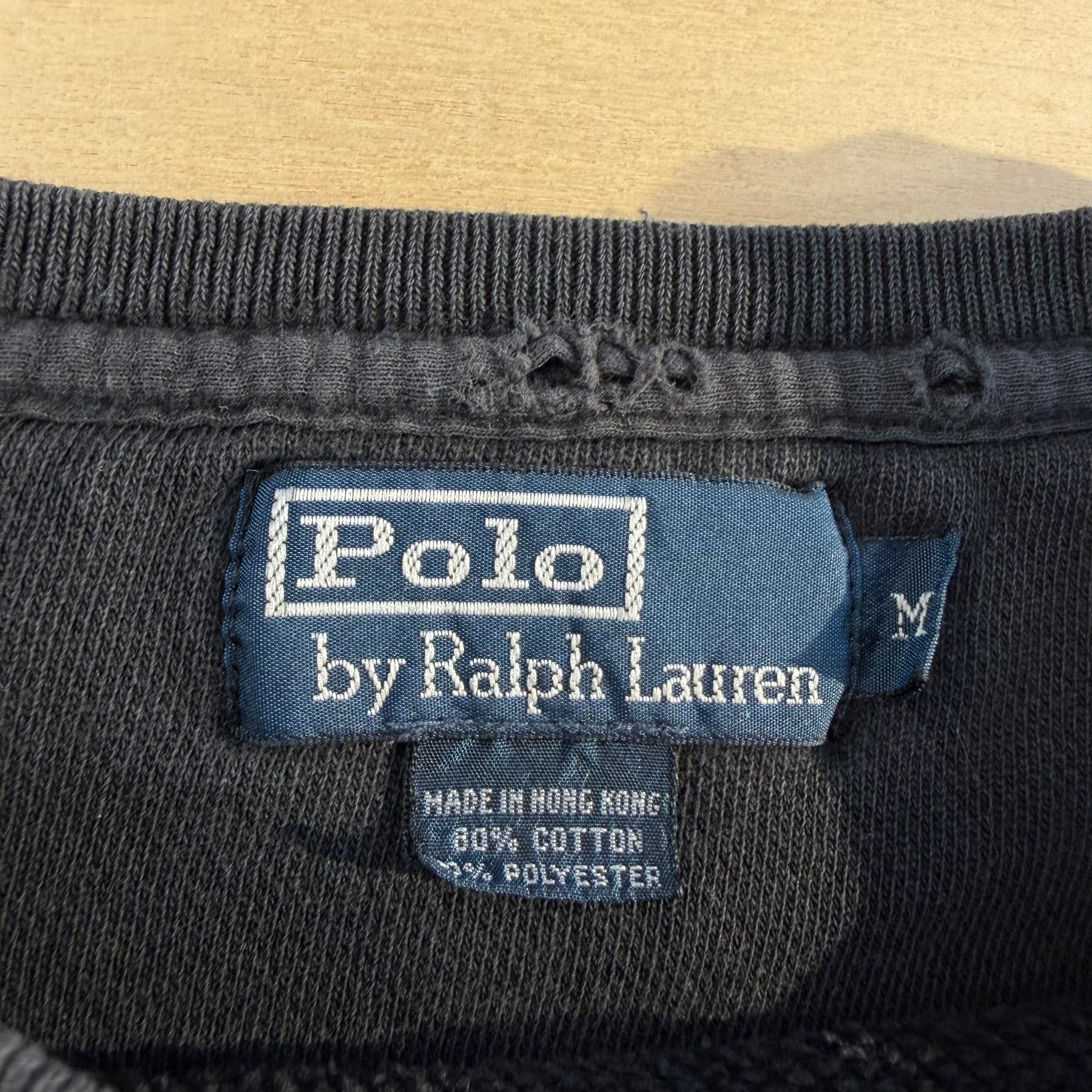 Vintage 90s Polo RL Embroidered Logo Black Crewneck - M