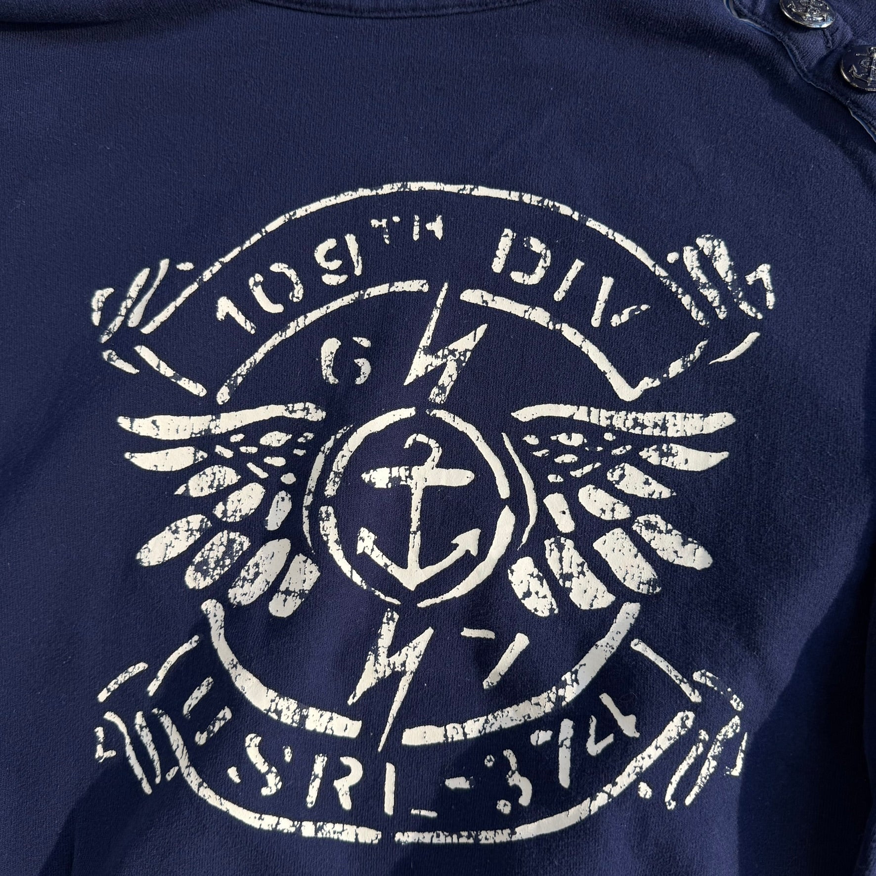 Vintage Polo RL 109th Division Nautical Side Neck Button Crewneck - XS