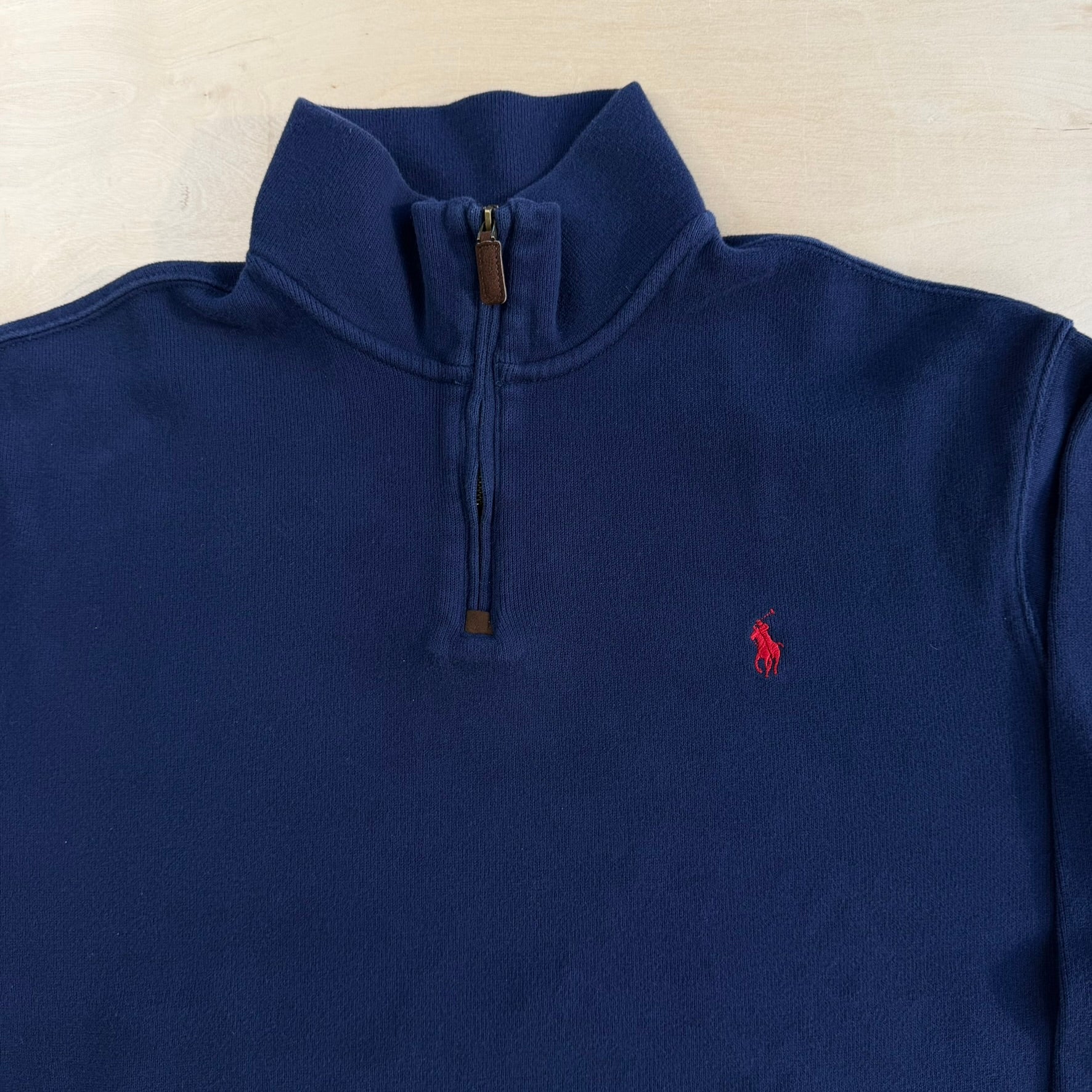 Vintage Polo RL Navy Embroidered Logo Quarter Zip Crewneck - 2XL