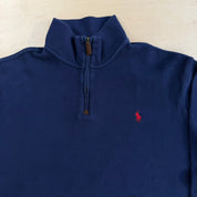 Vintage Polo RL Navy Embroidered Logo Quarter Zip Crewneck - 2XL