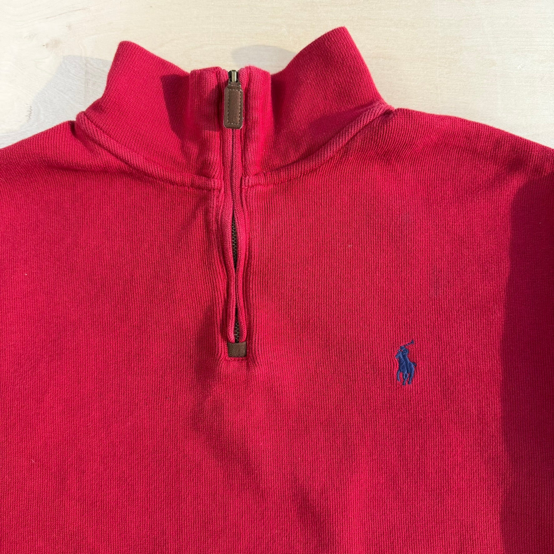 Vintage Polo RL Red Embroidered Logo Quarter Zip Crewneck - XL
