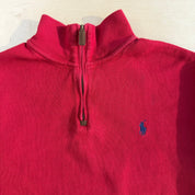 Vintage Polo RL Red Embroidered Logo Quarter Zip Crewneck - XL