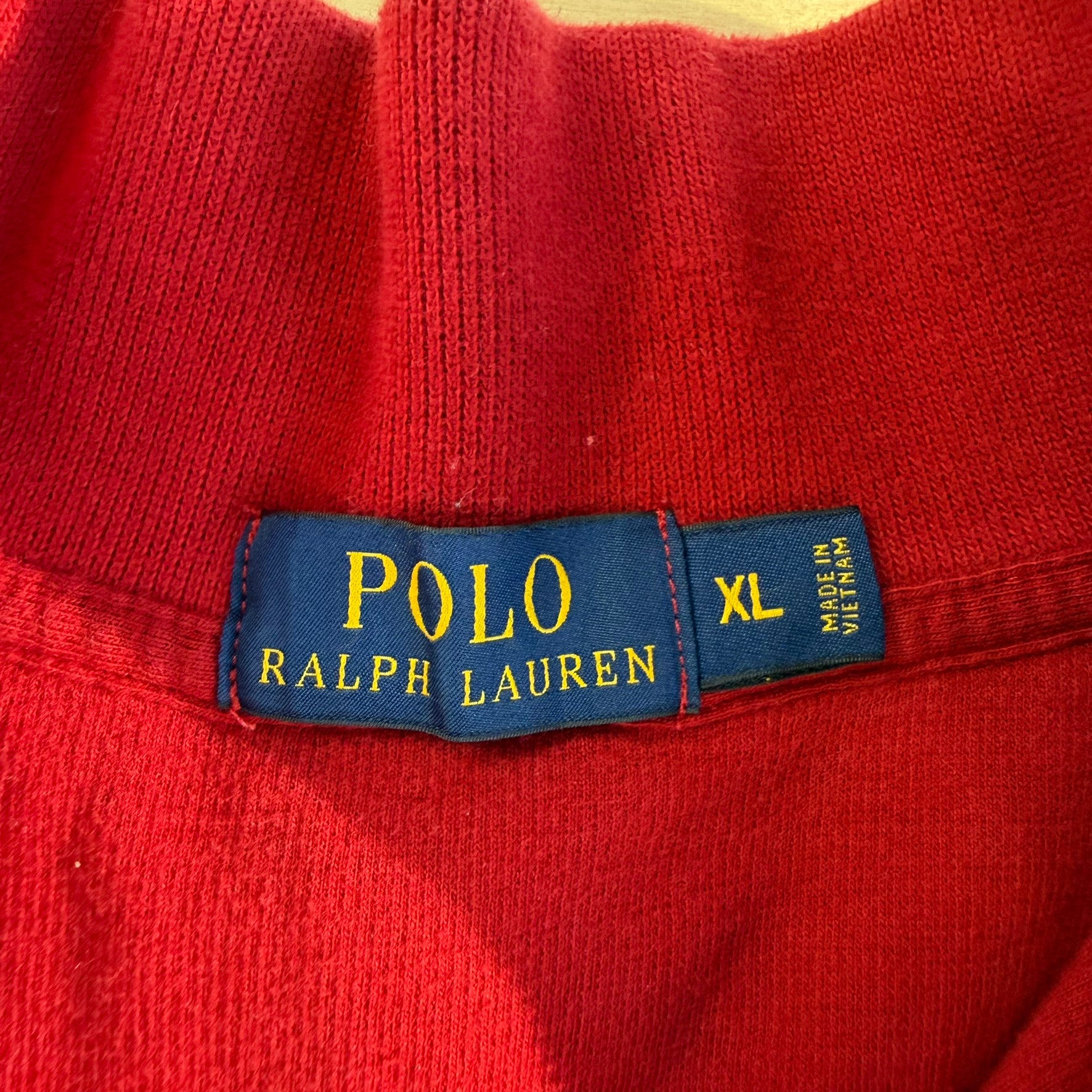 Vintage Polo RL Red Embroidered Logo Quarter Zip Crewneck - XL