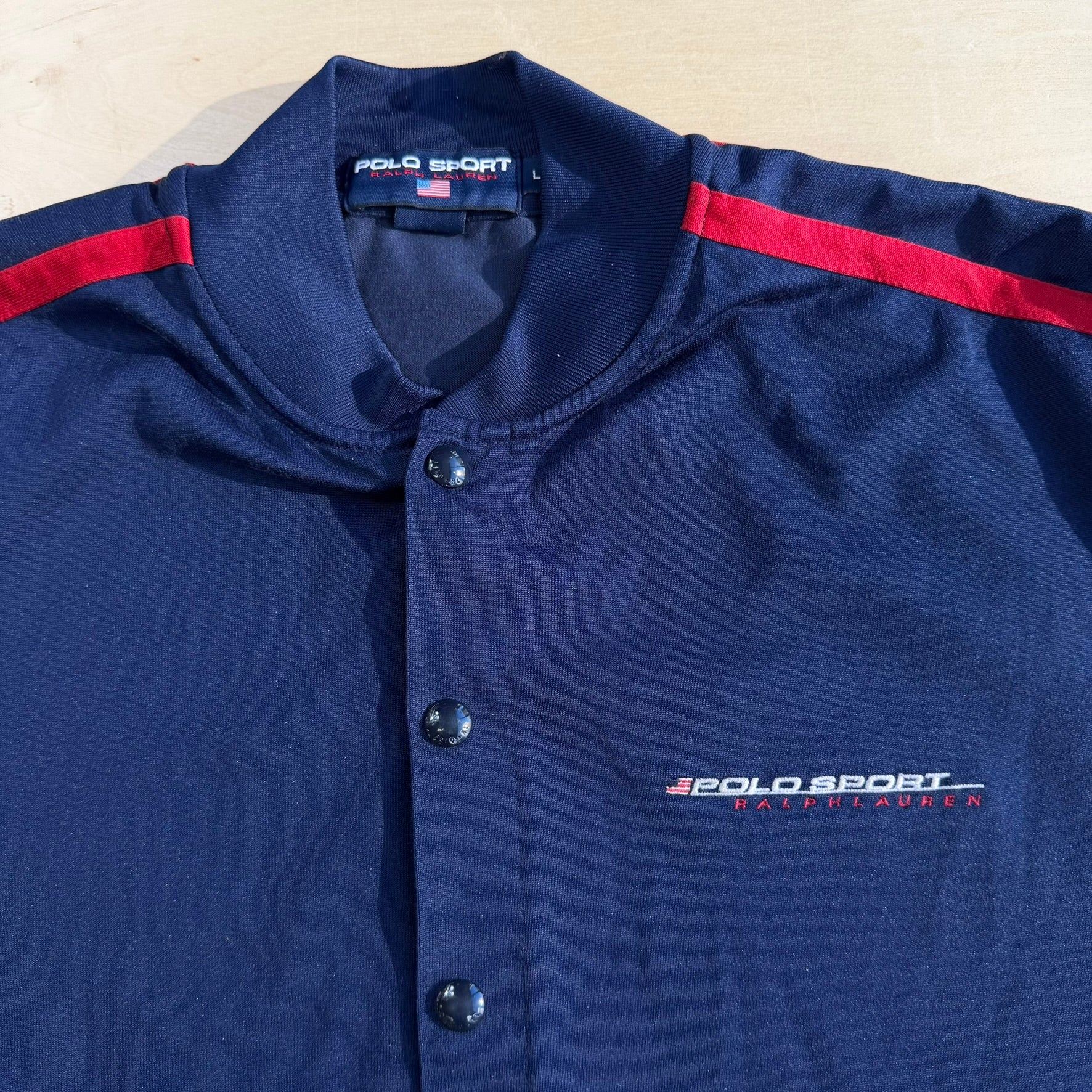 Vintage 90s Polo Sports RL Snap Front Track Jacket - L