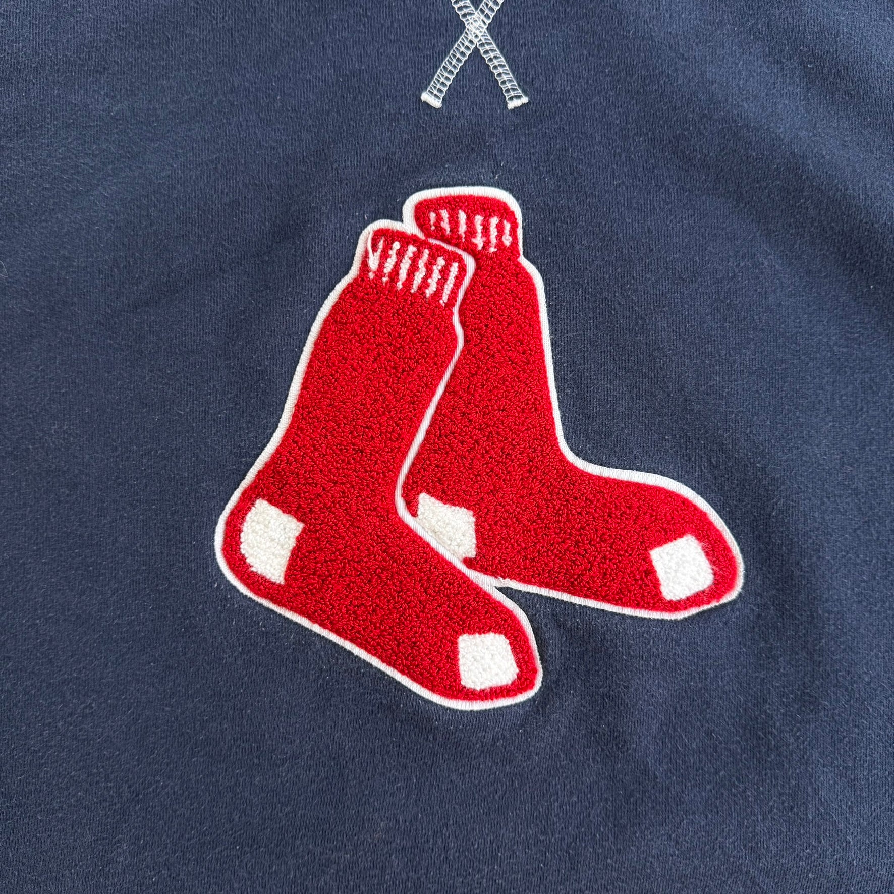 J- Vintage Boston Red Sox MLB Chenille Embroidered Logo Hoodie - 2XL