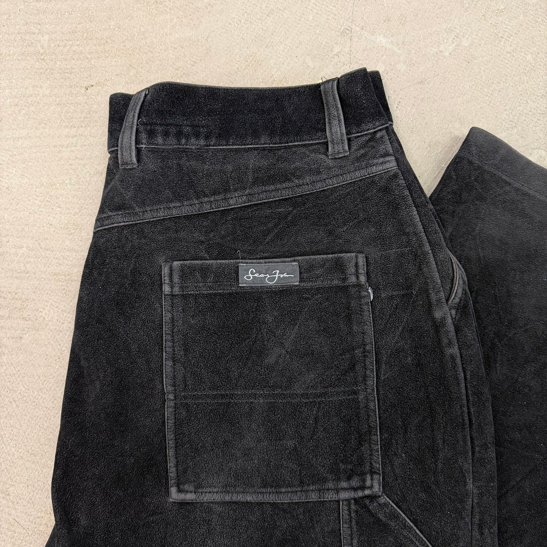 Vintage Sean John Velour Black Carpenter Pants - 2XL (Measures 36x30)