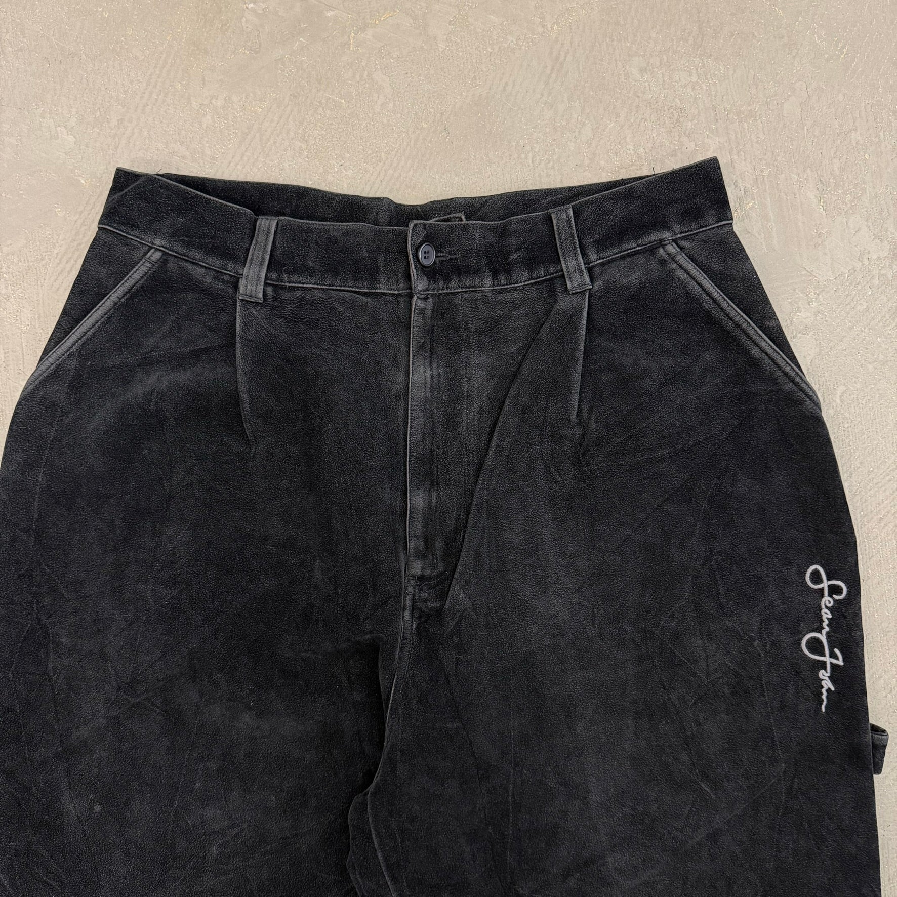 Vintage Sean John Velour Black Carpenter Pants - 2XL (Measures 36x30)