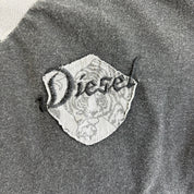 J- Vintage Diesel Embroidered Text Inside Out Tee - XL