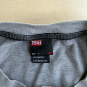 J- Vintage Diesel Embroidered Text Inside Out Tee - XL