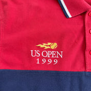 J- Vintage '99 Fila US Open Tennis Embroidered Text Polo Shirt - M